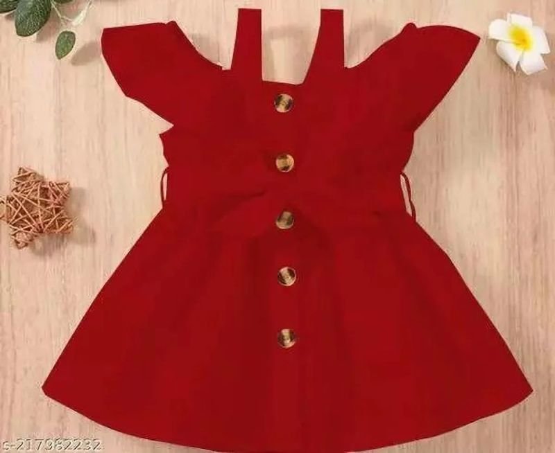 Girls Maroon Cotton Blend Crepe Western Dress