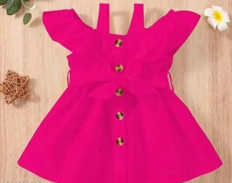 Girls Pink Cotton Blend Crepe Western Dress
