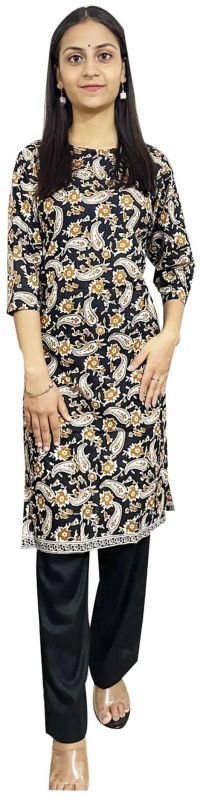 Women Blue Printed Cotton Kurti