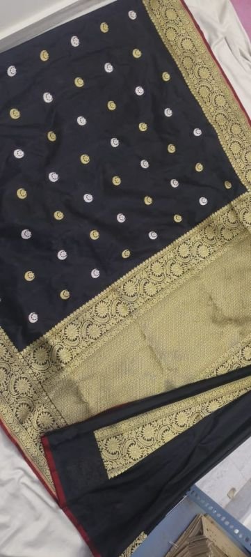 black zari weave banarasi silk saree