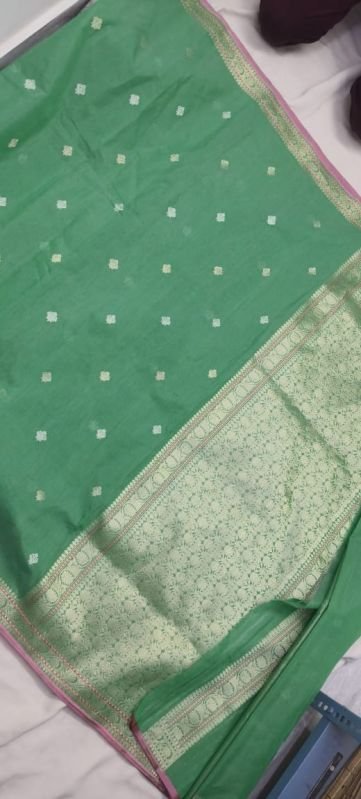 Green Embroidered Cotton Silk Saree