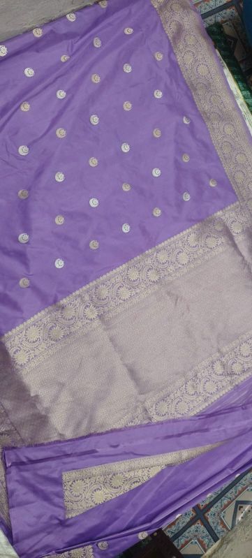 Lavender Zari Border Soft Silk Saree