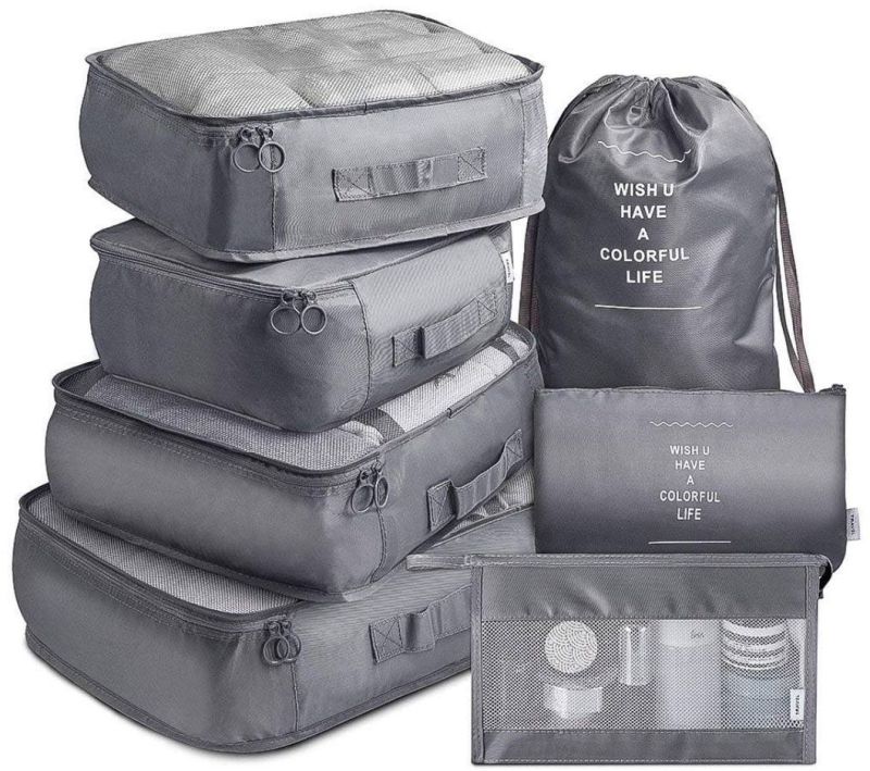 Grey Polyester Foldaing Travel Bag Sets
