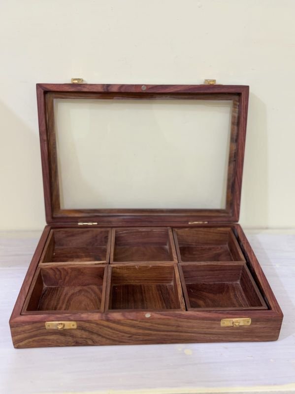 6 Compartment Wooden Spice Box