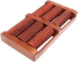 Brown Wooden Acupressure Single Foot Roller Massager