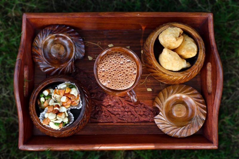 Handcrafted Sheesham Wood Tea Serving Set