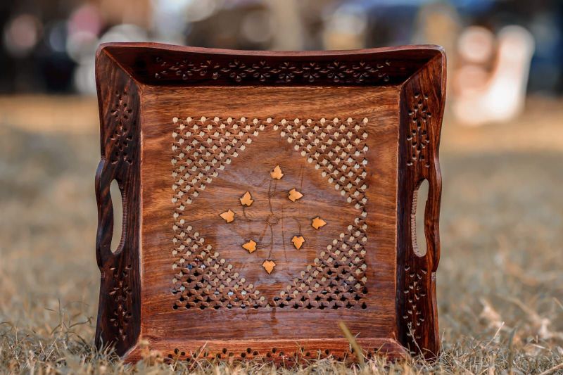 Polished Wooden Sheesham Wood Tray