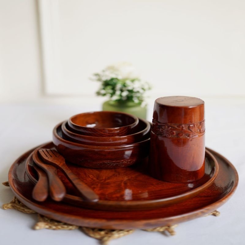 Sheesham Wooden Dinner Set