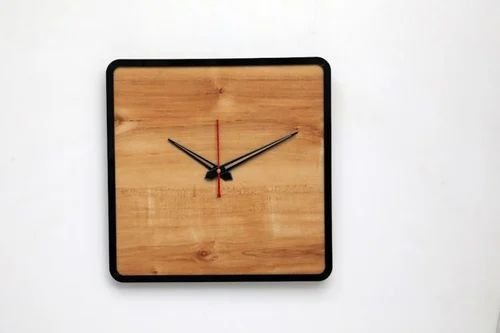 Square Wooden Wall Clock