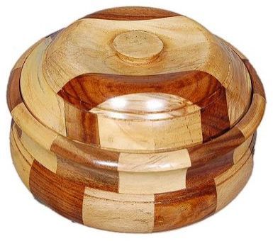 Wooden Polished Stainless Steel Casserole