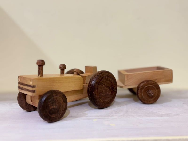 Wooden Tractor Trolley Toy