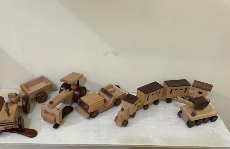 Wooden Tractor with Trailer Toy Set