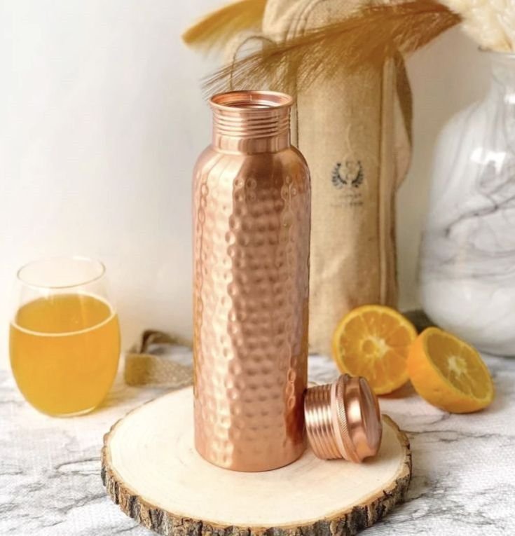 Leak Proof Pure Copper Hammered Water Bottle