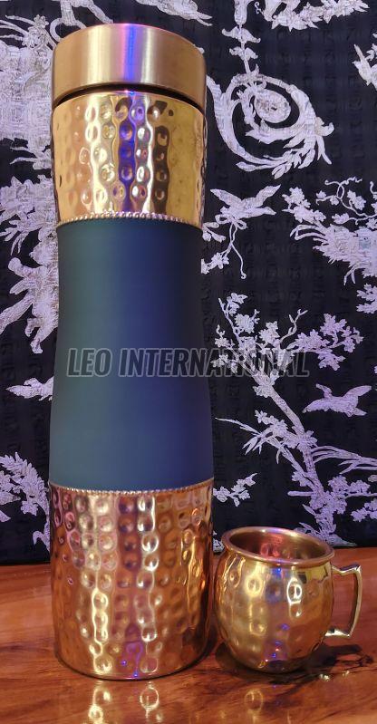1000ml Hammered Copper Grip Bottle with Mug