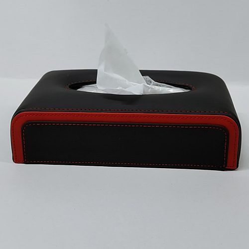 Black and Red PU Leather Rectangular Tissue Box
