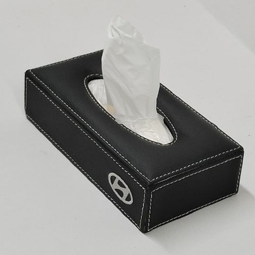 Honda Black Rectangular PU Leather Tissue Box