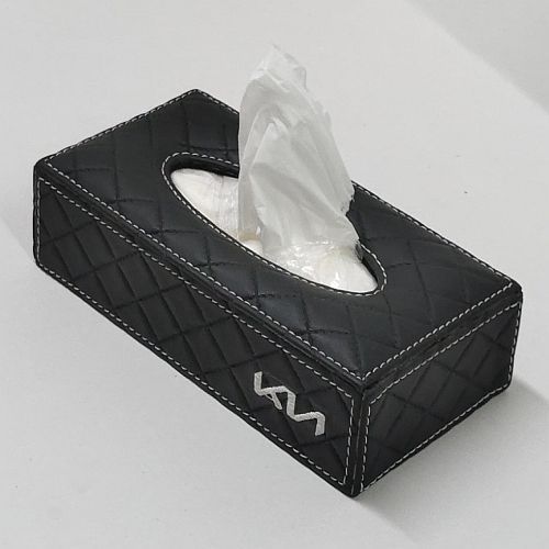 Kia Black PU Leather Rectangular Tissue Box
