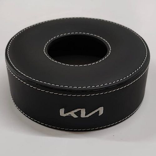 Kia Black PU Leather Round Tissue Box