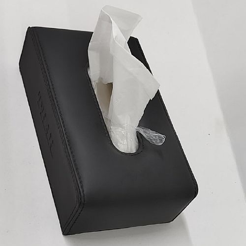 Thar Black Rectangular PU Leather Tissue Box