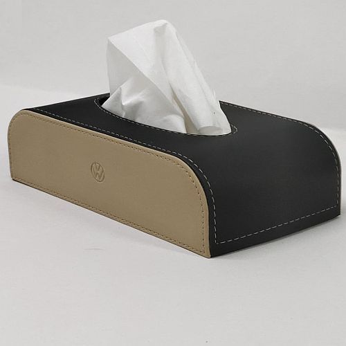 Volkswagen Black and Beige PU Leather Tissue Box