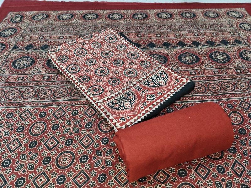 Pure Cotton Ajrakh Print Dupatta Suit