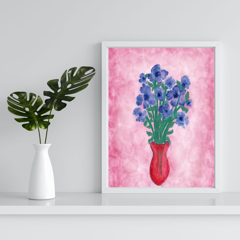 Indigo Blue Blooms Floral Postcard