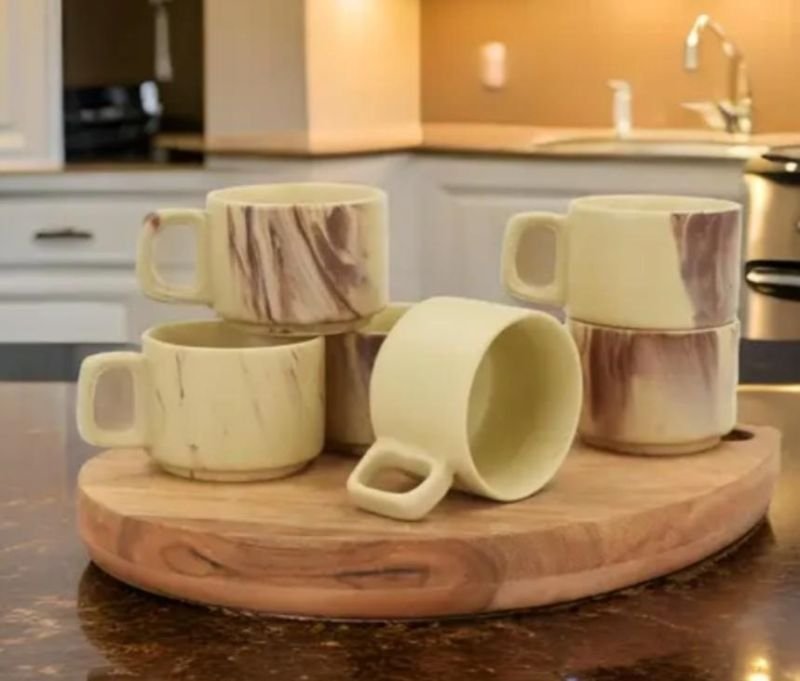 120ml Beige Ceramic Tea Cup Set