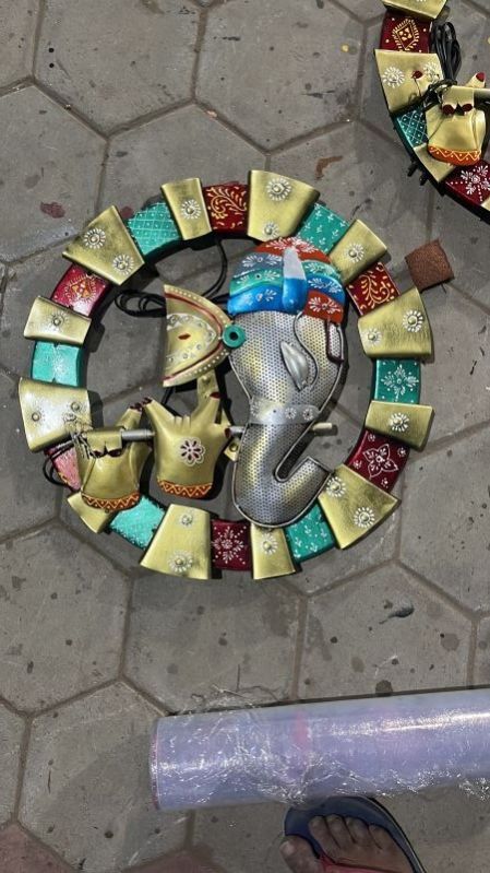 Round Handmade Ganesh Flute Wall Art