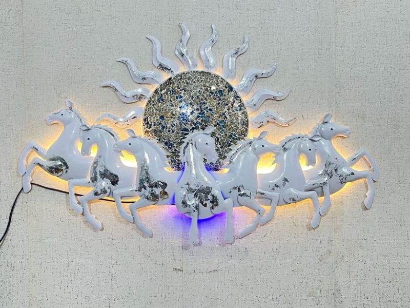 White Sun Horses LED Wall Decor Frame