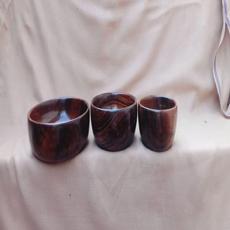 3 Piece OF Round Sheesham Wood Bowl Set