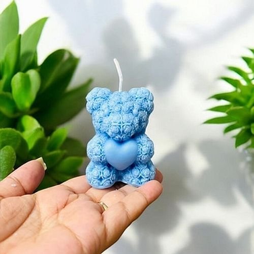 Decorative Blue Mini Teddy Bear Scented Candle