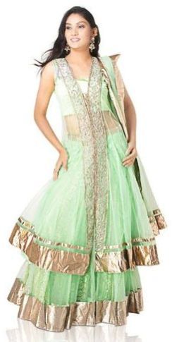 Green Party Wear Designer Ghagra Choli