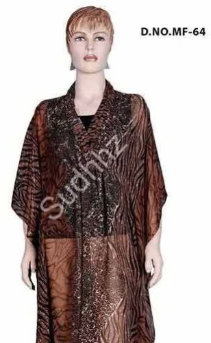 Ladies Brown Georgette Printed Kaftan