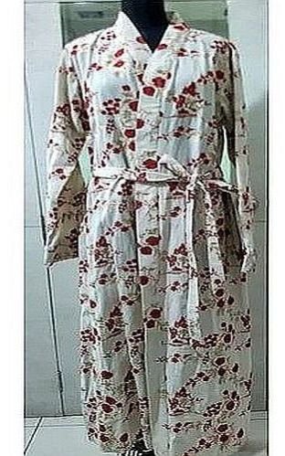 Ladies White Printed Cotton Islamic Abaya