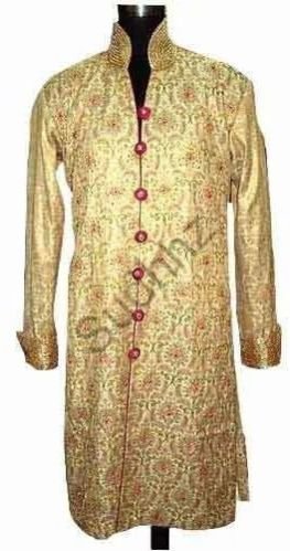 Mens Golden Embroidered Wedding Sherwani