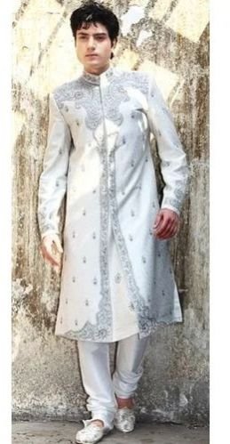 Mens White Wedding Sherwani