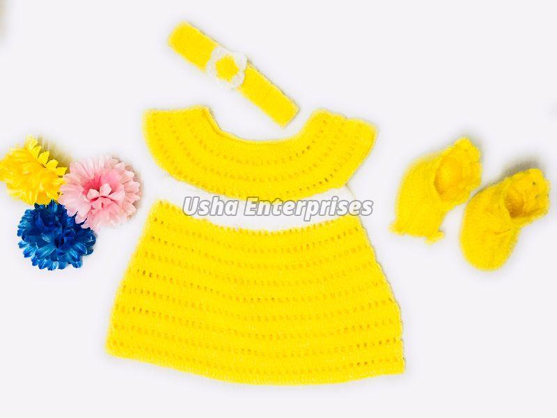 Crochet Baby Girl Frock Set with Booties