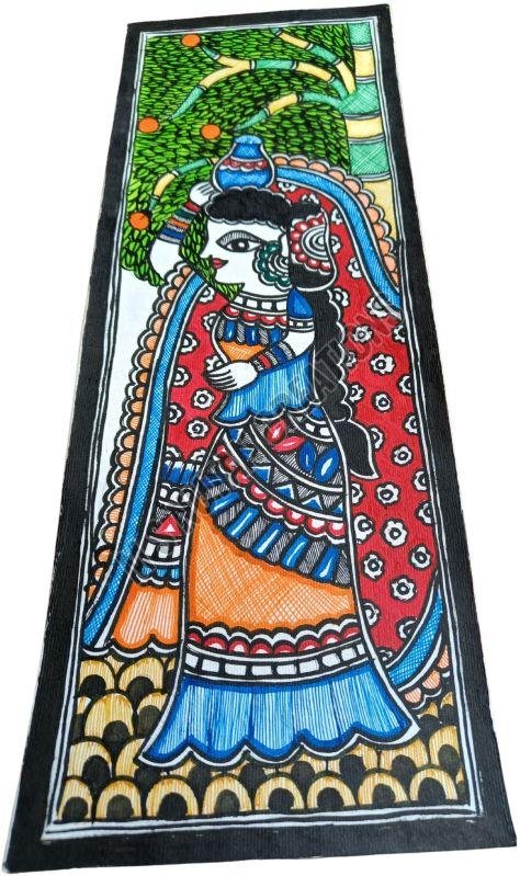 A Lady With Basket In Mithila Painting