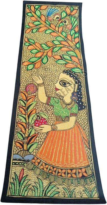 A Little Girl In Garden Standing Near OF A Flower Plant Mithila Painting