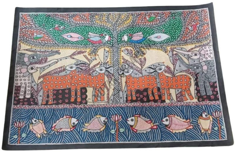 Birds and Animal in Forest Mithila Painting