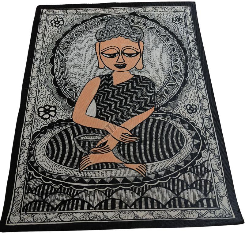 Matte Cotton Madhubani Lord Buddha Painting