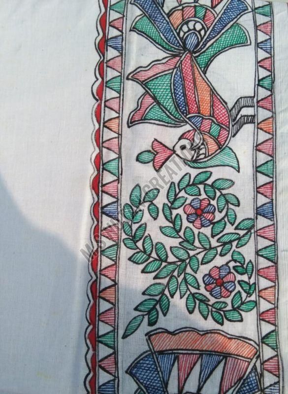 Mens Traditional  Madhubani Art Print Mour Puccha Dhoti