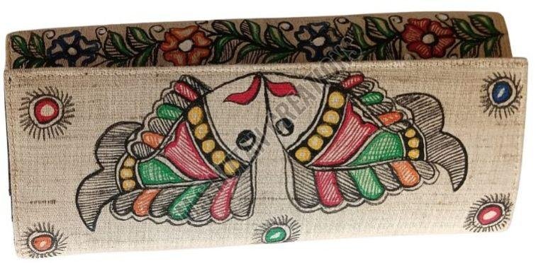 Ladies Classical Mithila Painting Jute Hand Painted Hand Purse