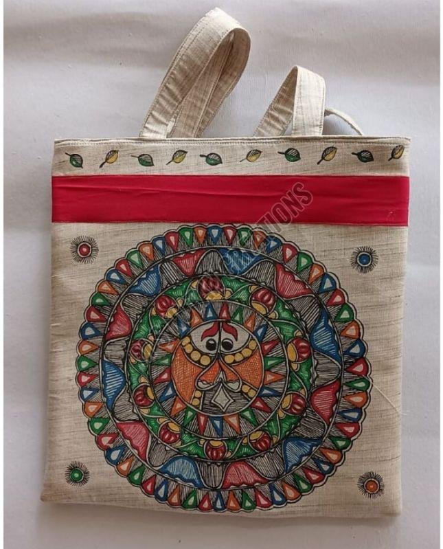 Hand Painted Madhubani Canvas Tote Bag
