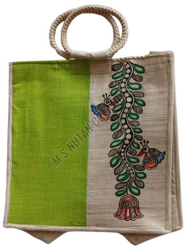 Ladies Natural Madhubani Painting Jute Bag