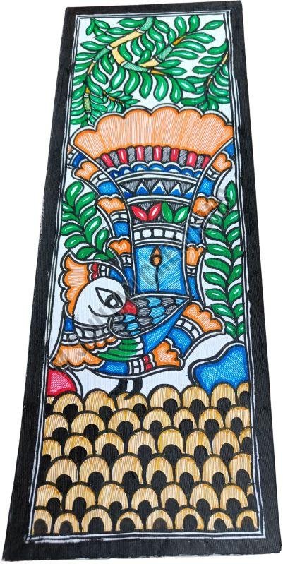 Multicolor Matte Peacock Madhubani Painting