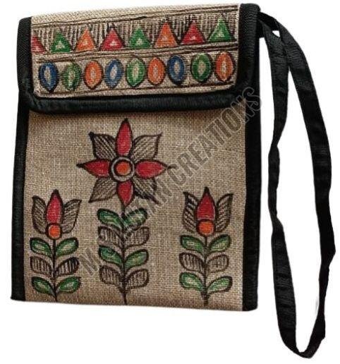 Madhubani Hand Painted Jute Mobile Cover