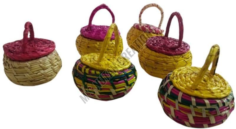 Multi Colour Bamboo Sikki Grass Basket
