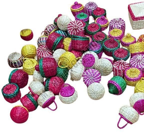 Small Handmade Sikki Grass Storage Basket