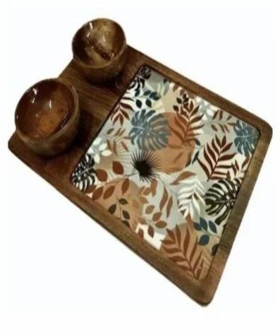 Wooden Platter with Bowls